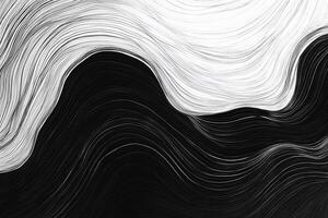 Abstract swirling lines contrast light and dark, creating a balanced, flowing composition reminiscent of natural elements like water. photo