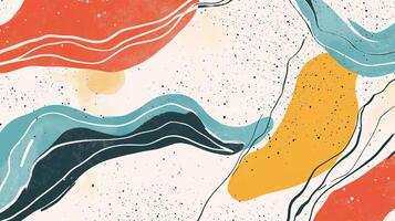 Abstract painting with flowing shapes and muted tones, evoking a sense of calm and creativity. Modern design with warm, bright colors photo