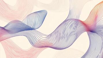 Abstract waves of vibrant lines flowing across a neutral backdrop, creating a dynamic and colorful visual experience. photo