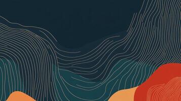 Abstract landscape illustration featuring flowing lines and a calming color palette for a modern, artistic touch. Minimalist design. photo