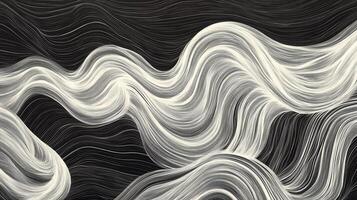 Abstract monochromatic illustration of flowing forms, lines, and organic shapes, using contrast to convey movement and depth. photo