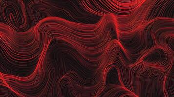Intricate patterns of flowing red lines create a captivating abstract design, reminiscent of topography or organic textures on dark background. photo