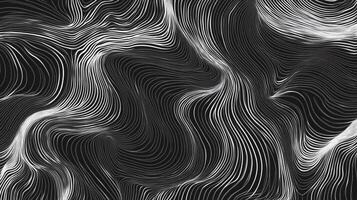Monochrome abstract rendering featuring fluid, white lines flowing against a black background, creating a sense of movement and depth. photo