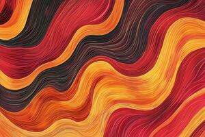 Vibrant flowing lines create an abstract, fiery design with bold, wavy forms and warm colors evoking movement and energy. photo