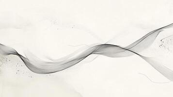 Abstract art featuring flowing, dark lines resembling delicate brushstrokes against a soft white background, creating movement and depth. photo