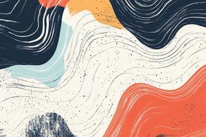 Abstract painting with bold colors and flowing lines. Dynamic composition with textures and visual interest for modern aesthetic design. photo