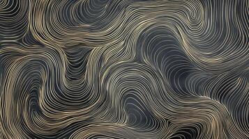Abstract golden lines create a mesmerizing topographic pattern against a black background, perfect for modern wall art or design applications. photo