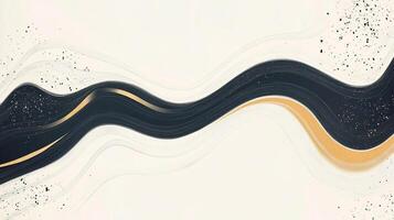 Elegant waves of deep blue and gold flow gracefully across a soft white backdrop, creating a serene and sophisticated abstract design. photo