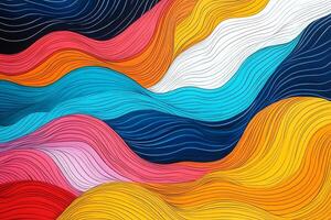 Abstract colorful flowing lines creating a vibrant and dynamic wavy background. Energetic color mix design for modern, abstract art lovers. photo