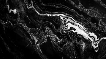 Abstract black and white pattern with fluid-like swirls and contrasts, creating dynamic visual movement and depth. High contrast design. photo