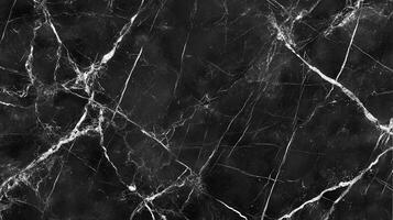 An abstract black marble texture with striking white veining creates a luxurious and modern look. Perfect for backgrounds and design elements. photo
