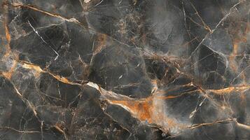 Dramatic grey stone slab with golden veining creating a complex web of natural cracks and fissures on its surface. photo