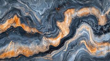 Striking abstract stone background with wavy layers of gray, gold, and black, creating a bold texture with intricate patterns. photo
