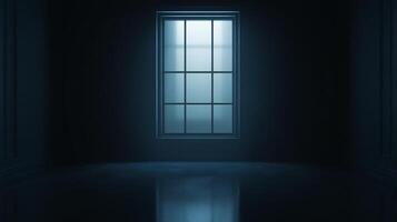 Mysterious, window-lit room. A serene space, filled with shadows and soft light, evoking introspection and quiet contemplation. A calming sanctuary. photo
