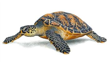 Detailed illustration of a sea turtle featuring unique patterns, creating a captivating depiction of marine life. photo