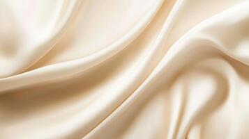 A luxurious, light beige fabric with flowing ripples that create soft shadows, ideal for backgrounds or elegant designs. photo
