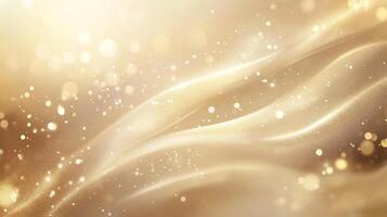 Elegant golden background with smooth, flowing lines and shimmering bokeh lights, creating a luxurious and celebratory atmosphere. photo