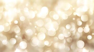 Abstract golden bokeh lights shimmering background. A festive backdrop evoking elegance and glamour. Perfect for celebrations and special occasions. photo