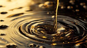 Golden liquid cascade creating ripples and a mesmerizing texture, a mesmerizing dance of fluidity and light, elegance, and depth. photo
