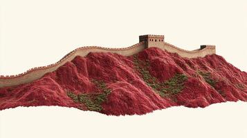 Scenic view of a historic wall winding along a vibrant, vegetated hillside, blending natural beauty with architectural heritage. photo