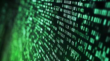 Abstract display of binary code, with a green hue suggesting technology, data, or matrix-style visuals. Symbolic for digital information. photo