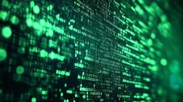 Futuristic binary code matrix. Cyber security and technology abstract background. Digital code network concept. Green tech aesthetic photo