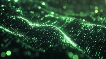 Abstract green light pattern with an organic wave form, creating a sense of digital connection. The details look like code. photo