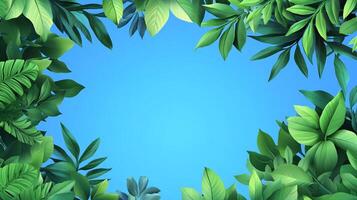 Lush greenery frames a serene blue sky, creating a vibrant border of nature and tranquility. The leafy border is very attractive. photo