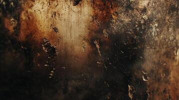 Texture of rustic, worn metal featuring a blend of warm golds, browns, and charcoals. The texture creates a compelling backdrop. photo