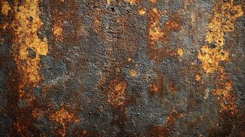 Abstract rust texture featuring brown, orange, and dark colors, with hints of weathered metal creating a visually engaging pattern. photo