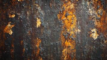 A textured backdrop with rust and dark shades evokes age, decay, and industrial strength. Striking visual suitable for various uses. photo