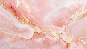Striking pink and gold marble texture background, creating a luxurious and elegant surface with intricate natural veins and patterns. photo