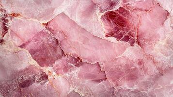 A mesmerizing display of pink quartz stone, showcasing its unique patterns and delicate color variations for a sophisticated aesthetic. photo