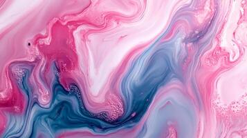 Ethereal swirls of pink and blue intertwine in an abstract dance, creating a serene and dreamlike visual experience, liquid flowing. photo
