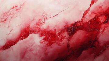 Intricate patterns in red and white suggest a geological formation, perhaps marble or mineral veins in rock, creating a textured surface. photo
