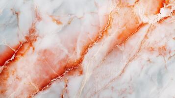 Marble texture with reddish-orange veining, showcasing a unique and natural pattern. Ideal for backgrounds and design elements. photo
