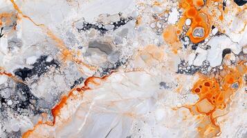 Abstract swirls of orange, grey, and white create a textured marble-like pattern, suggestive of earth tones and natural formations. photo