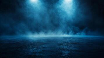 Blue sky with a foggy mist in the background. The sky is lit up with blue lights photo