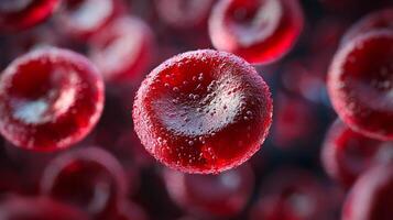 Close up of red blood cells with a drop of water on them. Concept of life and vitality, as the red blood cells are the life force of the body. The drop of water adds a sense of movement photo
