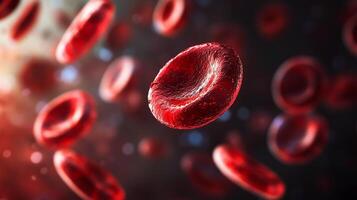 Close up of red blood cells with a red drop in the middle. Concept of life and vitality, as the red blood cells are essential for carrying oxygen throughout the body photo