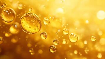 Yellow background with many small yellow droplets of water. The droplets are scattered all over the background, creating a sense of movement and energy. Scene is lively and playful photo