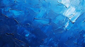 Abstract textured artwork created with brushstrokes of blended vivid blue hues, invoking depth and artistic expression on canvas. photo