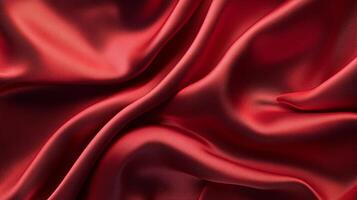 Lustrous crimson fabric with soft waves catching the light. Elegant and luxurious, perfect for textures and design elements. photo