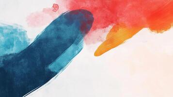 Dynamic watercolor strokes in vibrant red, orange, and blue create a visually striking abstract composition on a white background. photo