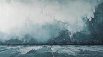 Abstract teal and white textured wall and floor create a visually dynamic and atmospheric backdrop for various creative applications. photo