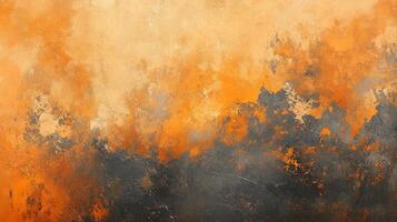 Abstract orange and gray textured painting. Expressive brushstrokes create a dynamic and visually compelling design for backgrounds and artwork. photo