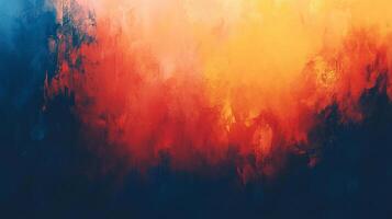 Abstract painting featuring a blend of warm and cool tones, creating a dynamic and expressive visual experience. Painting with bold strokes. photo