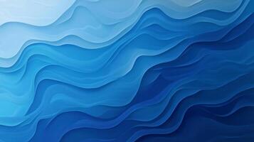 Blue waves flow seamlessly in an abstract design, capturing the serene essence of water with depth and movement in various blue hues. photo