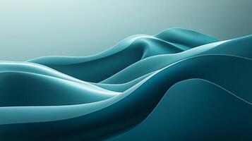 Abstract waves in shades of blue and turquoise create a soothing, fluid visual with subtle lighting, evoking tranquility and flow. photo