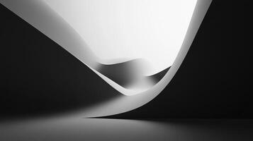 Abstract curves create a minimalist composition of light and shadow in black and white. Shapes evoke organic forms, space and depth. photo